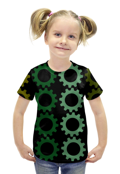Заказать детскую футболку в Москве. Футболка с полной запечаткой для девочек Шестерёнки от Nalivaev - готовые дизайны и нанесение принтов.