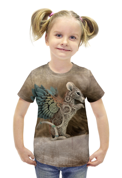 Заказать детскую футболку в Москве. Футболка с полной запечаткой для девочек Крыса-птичка от hontor - готовые дизайны и нанесение принтов.