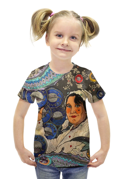 Заказать детскую футболку в Москве. Футболка с полной запечаткой для девочек продавец икры от Alexandra Belyavskaya - готовые дизайны и нанесение принтов.
