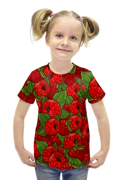Заказать детскую футболку в Москве. Футболка с полной запечаткой для девочек Малинка от THE_NISE  - готовые дизайны и нанесение принтов.