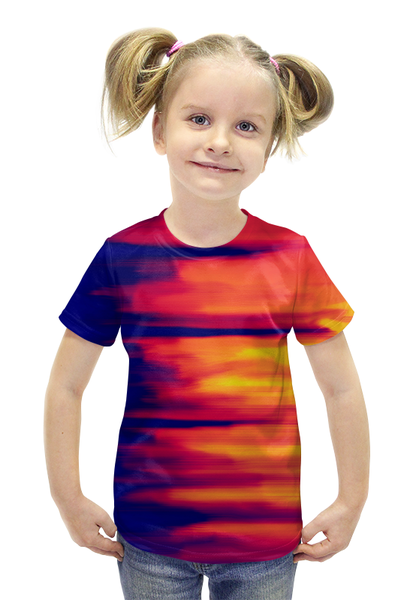 Заказать детскую футболку в Москве. Футболка с полной запечаткой для девочек Размытые цвета от THE_NISE  - готовые дизайны и нанесение принтов.