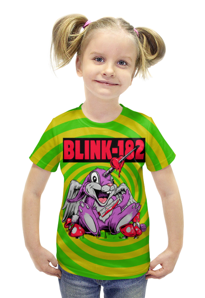 Заказать детскую футболку в Москве. Футболка с полной запечаткой для девочек Blink-182 от inPrintio - готовые дизайны и нанесение принтов.