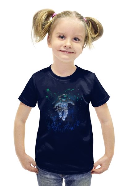 Заказать детскую футболку в Москве. Футболка с полной запечаткой для девочек Космическая глубина от ISliM - готовые дизайны и нанесение принтов.