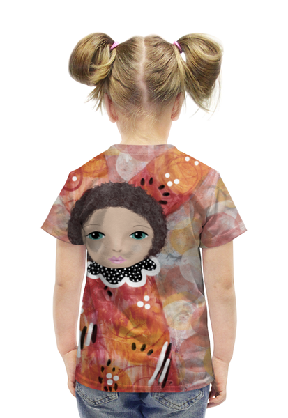 Заказать детскую футболку в Москве. Футболка с полной запечаткой для девочек Куколка от anomalica - готовые дизайны и нанесение принтов.