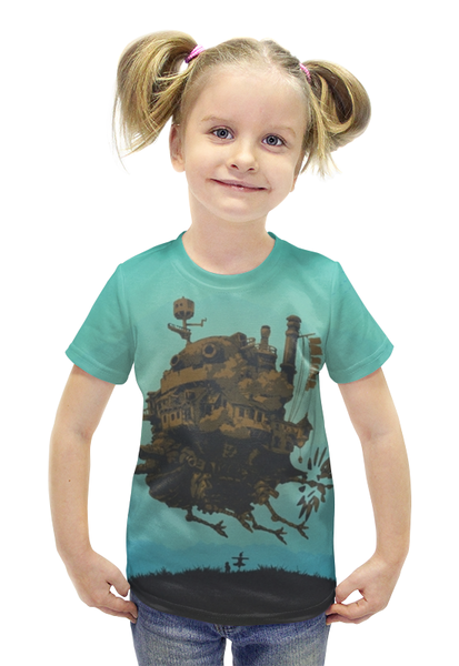 Заказать детскую футболку в Москве. Футболка с полной запечаткой для девочек Moving Castle от Антонио Венце - готовые дизайны и нанесение принтов.