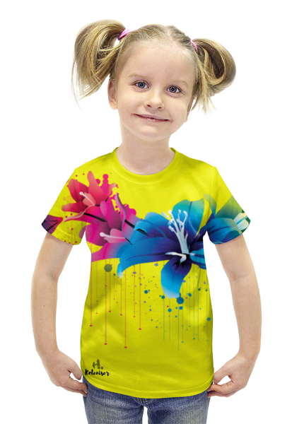 Заказать детскую футболку в Москве. Футболка с полной запечаткой для девочек Цветы от Никита Коледенков - готовые дизайны и нанесение принтов.
