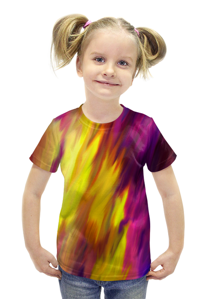 Заказать детскую футболку в Москве. Футболка с полной запечаткой для девочек Яркие краски от THE_NISE  - готовые дизайны и нанесение принтов.