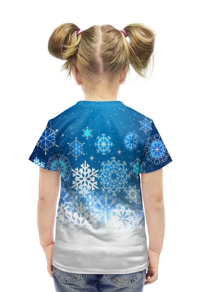 Заказать детскую футболку в Москве. Футболка с полной запечаткой для девочек Узор зимний от THE_NISE  - готовые дизайны и нанесение принтов.