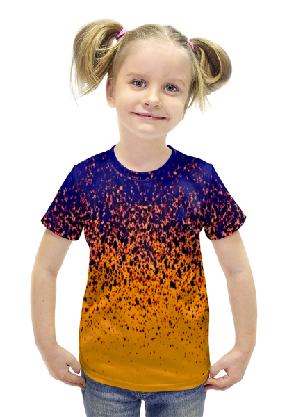 Заказать детскую футболку в Москве. Футболка с полной запечаткой для девочек Желто-синие краски от THE_NISE  - готовые дизайны и нанесение принтов.