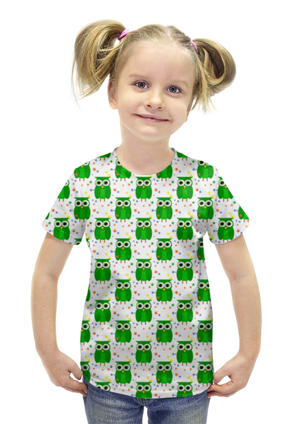Заказать детскую футболку в Москве. Футболка с полной запечаткой для девочек  Птички от ZVER  - готовые дизайны и нанесение принтов.