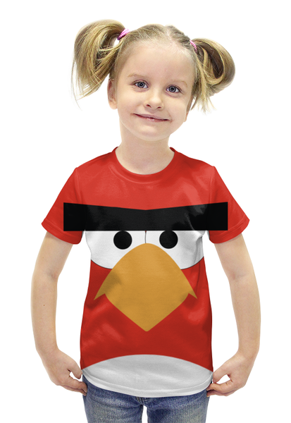 Заказать детскую футболку в Москве. Футболка с полной запечаткой для девочек Angry Birds от game-fan - готовые дизайны и нанесение принтов.