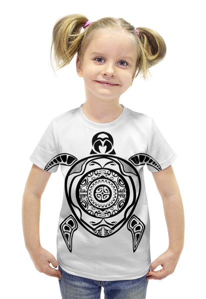 Заказать детскую футболку в Москве. Футболка с полной запечаткой для девочек Черепаха от Elina Bolotska - готовые дизайны и нанесение принтов.