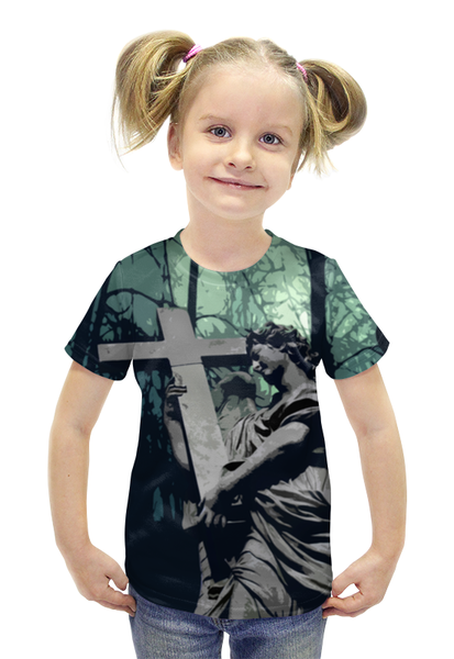Заказать детскую футболку в Москве. Футболка с полной запечаткой для девочек "Ангел" - Halloween ED от art_yaroslav - готовые дизайны и нанесение принтов.