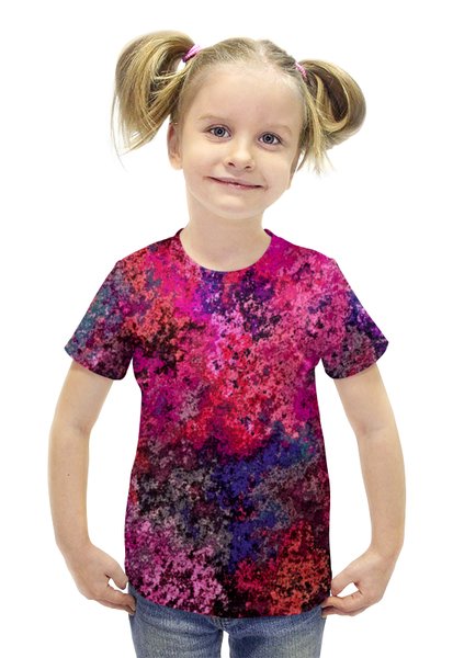 Заказать детскую футболку в Москве. Футболка с полной запечаткой для девочек Брызги от THE_NISE  - готовые дизайны и нанесение принтов.