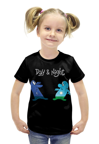 Заказать детскую футболку в Москве. Футболка с полной запечаткой для девочек Day & Night  от ПРИНТЫ ПЕЧАТЬ  - готовые дизайны и нанесение принтов.