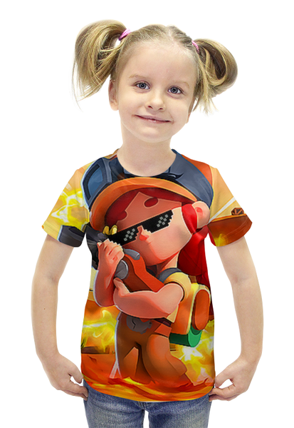 Заказать детскую футболку в Москве. Футболка с полной запечаткой для девочек Brawl Stars   от T-shirt print  - готовые дизайны и нанесение принтов.