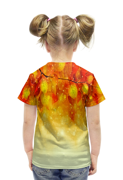 Заказать детскую футболку в Москве. Футболка с полной запечаткой для девочек Осенние листья от THE_NISE  - готовые дизайны и нанесение принтов.