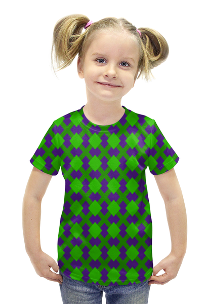 Заказать детскую футболку в Москве. Футболка с полной запечаткой для девочек Зеленая графика от THE_NISE  - готовые дизайны и нанесение принтов.