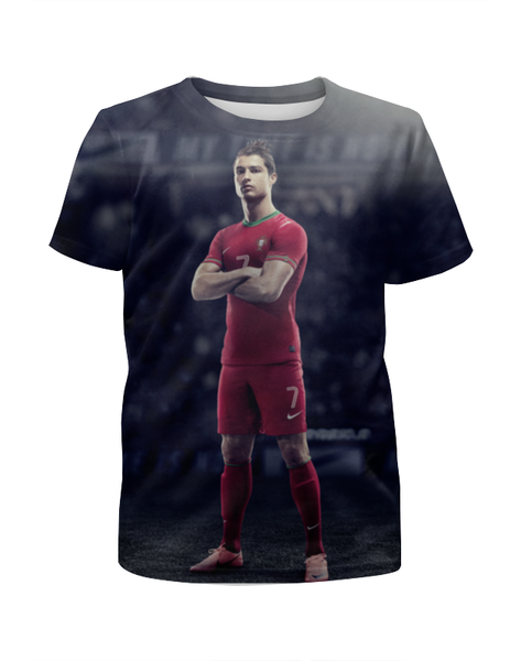 Заказать детскую футболку в Москве. Футболка с полной запечаткой для девочек Ronaldo от skynatural - готовые дизайны и нанесение принтов.