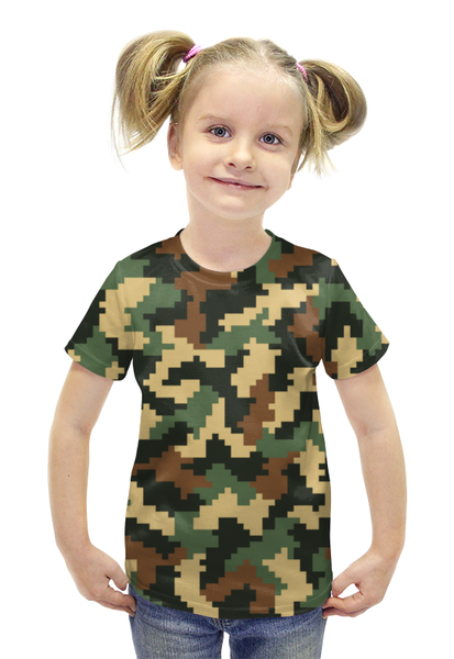 Заказать детскую футболку в Москве. Футболка с полной запечаткой для девочек camouflage от THE_NISE  - готовые дизайны и нанесение принтов.
