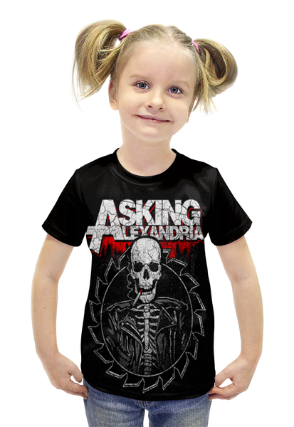 Заказать детскую футболку в Москве. Футболка с полной запечаткой для девочек Asking Alexandria от Серега Шнайдер - готовые дизайны и нанесение принтов.