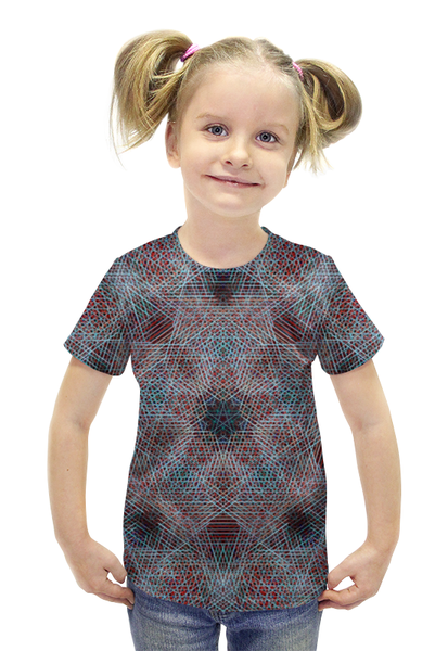 Заказать детскую футболку в Москве. Футболка с полной запечаткой для девочек glitch art (звезда) от Wax  - готовые дизайны и нанесение принтов.