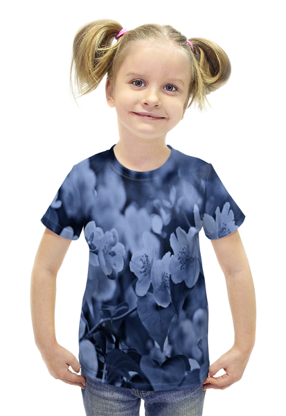 Заказать детскую футболку в Москве. Футболка с полной запечаткой для девочек Цветки от THE_NISE  - готовые дизайны и нанесение принтов.