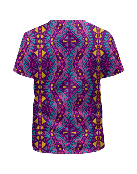 Заказать детскую футболку в Москве. Футболка с полной запечаткой для девочек Фиолетовая мозаика от THE_NISE  - готовые дизайны и нанесение принтов.