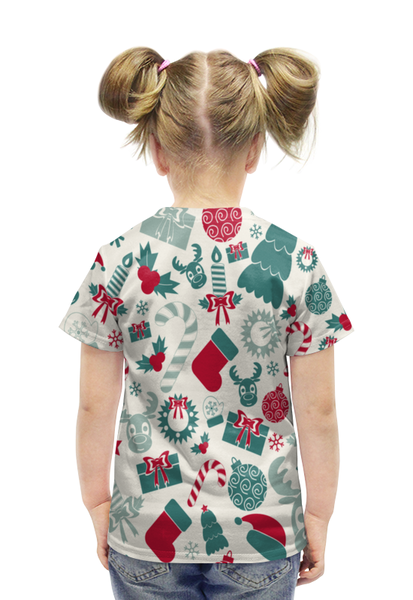 Заказать детскую футболку в Москве. Футболка с полной запечаткой для девочек Новогоднее настроение от THE_NISE  - готовые дизайны и нанесение принтов.