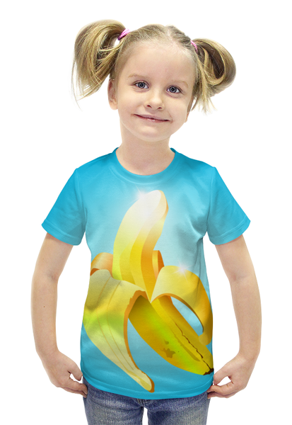 Заказать детскую футболку в Москве. Футболка с полной запечаткой для девочек банан от Марина Кольцова - готовые дизайны и нанесение принтов.