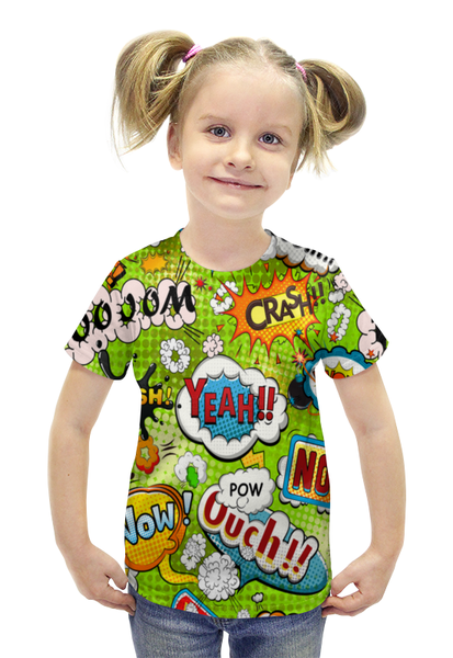 Заказать детскую футболку в Москве. Футболка с полной запечаткой для девочек Поп Арт от THE_NISE  - готовые дизайны и нанесение принтов.