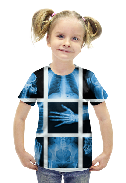 Заказать детскую футболку в Москве. Футболка с полной запечаткой для девочек X-Ray Of Bones от Jimmy Flash - готовые дизайны и нанесение принтов.