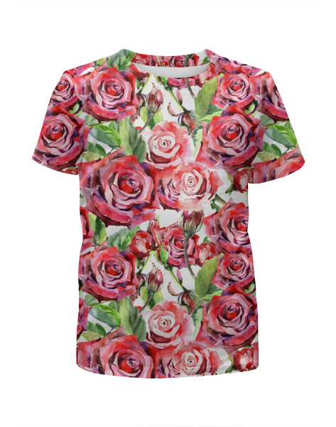 Заказать детскую футболку в Москве. Футболка с полной запечаткой для девочек сад роз от THE_NISE  - готовые дизайны и нанесение принтов.