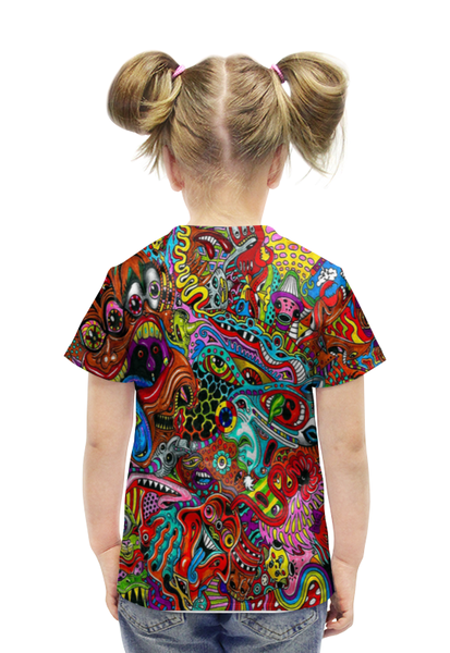 Заказать детскую футболку в Москве. Футболка с полной запечаткой для девочек Разноцветная  от Антон Пак - готовые дизайны и нанесение принтов.