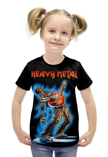 Заказать детскую футболку в Москве. Футболка с полной запечаткой для девочек Heavy Metal от Leichenwagen - готовые дизайны и нанесение принтов.