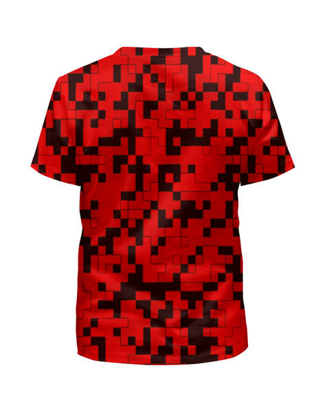 Заказать детскую футболку в Москве. Футболка с полной запечаткой для девочек Красные пиксели от THE_NISE  - готовые дизайны и нанесение принтов.
