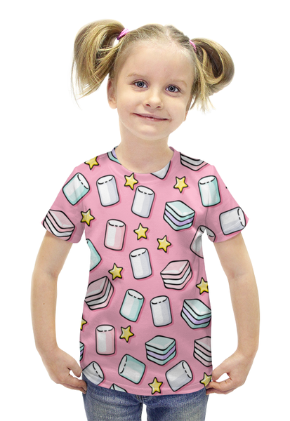 Заказать детскую футболку в Москве. Футболка с полной запечаткой для девочек Зефир от THE_NISE  - готовые дизайны и нанесение принтов.
