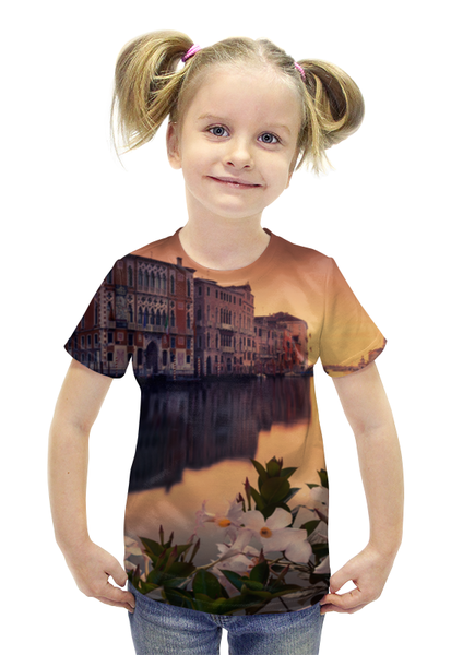 Заказать детскую футболку в Москве. Футболка с полной запечаткой для девочек Венеция от THE_NISE  - готовые дизайны и нанесение принтов.