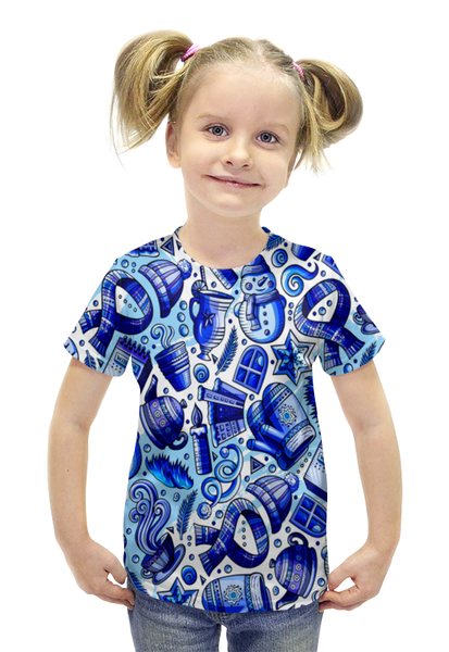 Заказать детскую футболку в Москве. Футболка с полной запечаткой для девочек Новогодние праздники от THE_NISE  - готовые дизайны и нанесение принтов.