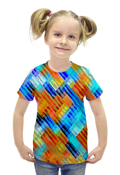 Заказать детскую футболку в Москве. Футболка с полной запечаткой для девочек Волнистый узор от THE_NISE  - готовые дизайны и нанесение принтов.