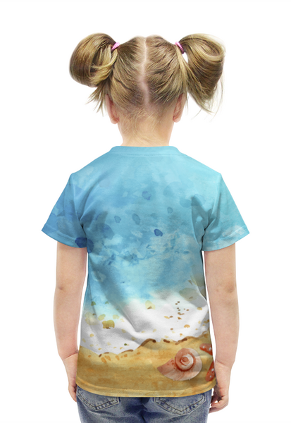 Заказать детскую футболку в Москве. Футболка с полной запечаткой для девочек Осьминожка от nadegda - готовые дизайны и нанесение принтов.