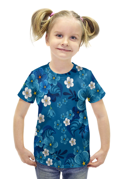 Заказать детскую футболку в Москве. Футболка с полной запечаткой для девочек Цветки от THE_NISE  - готовые дизайны и нанесение принтов.