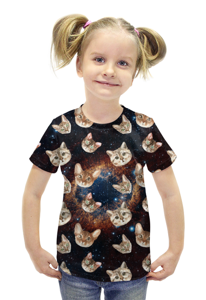 Заказать детскую футболку в Москве. Футболка с полной запечаткой для девочек Космос  от THE_NISE  - готовые дизайны и нанесение принтов.