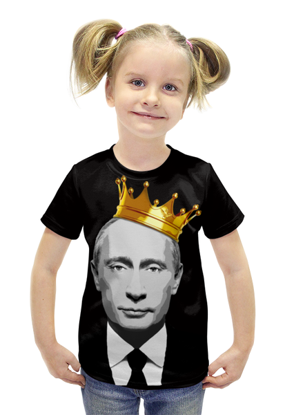 Заказать детскую футболку в Москве. Футболка с полной запечаткой для девочек Владимир Владимирович Путин от pangeaaffair - готовые дизайны и нанесение принтов.