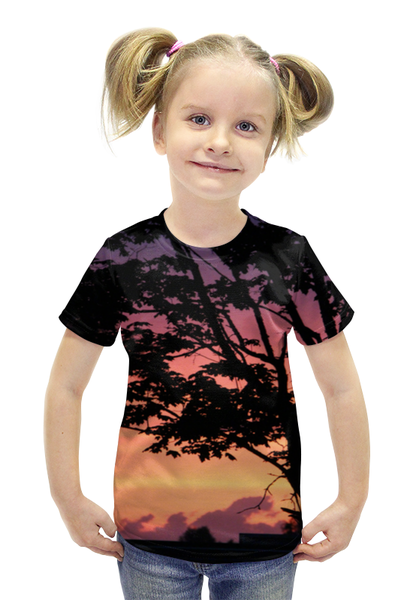 Заказать детскую футболку в Москве. Футболка с полной запечаткой для девочек Закат от Galina Museridze - готовые дизайны и нанесение принтов.