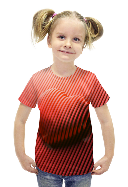 Заказать детскую футболку в Москве. Футболка с полной запечаткой для девочек Сердце от Дана Столыпина - готовые дизайны и нанесение принтов.