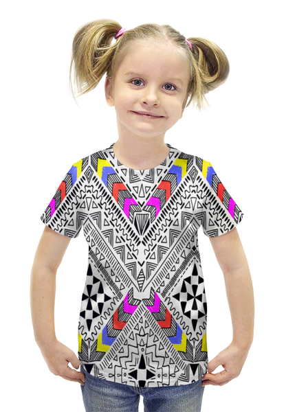 Заказать детскую футболку в Москве. Футболка с полной запечаткой для девочек Узор резной от THE_NISE  - готовые дизайны и нанесение принтов.