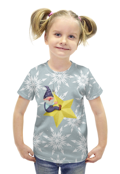 Заказать детскую футболку в Москве. Футболка с полной запечаткой для девочек гномик от THE_NISE  - готовые дизайны и нанесение принтов.