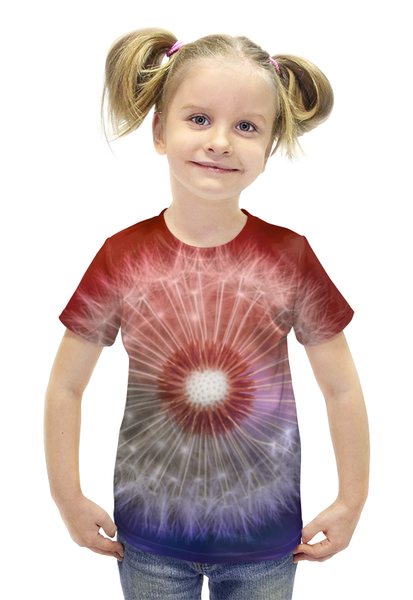 Заказать детскую футболку в Москве. Футболка с полной запечаткой для девочек Одуванчик от THE_NISE  - готовые дизайны и нанесение принтов.