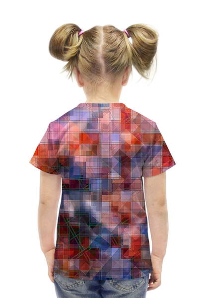 Заказать детскую футболку в Москве. Футболка с полной запечаткой для девочек Пиксель-арт. Разноцветный паттерн от Anna Lomachenko - готовые дизайны и нанесение принтов.